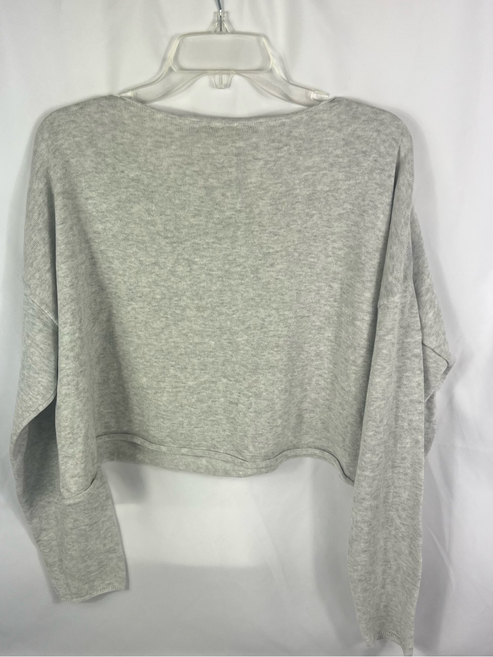 PacSun Light Gray Cropped Scoop Neck Long Sleeve Top - Picture 6 of 8